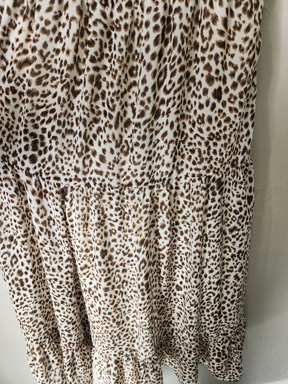 Sam Edelman Cream and Brown Leopard Print Smocked Dress - Picture 4 of 5